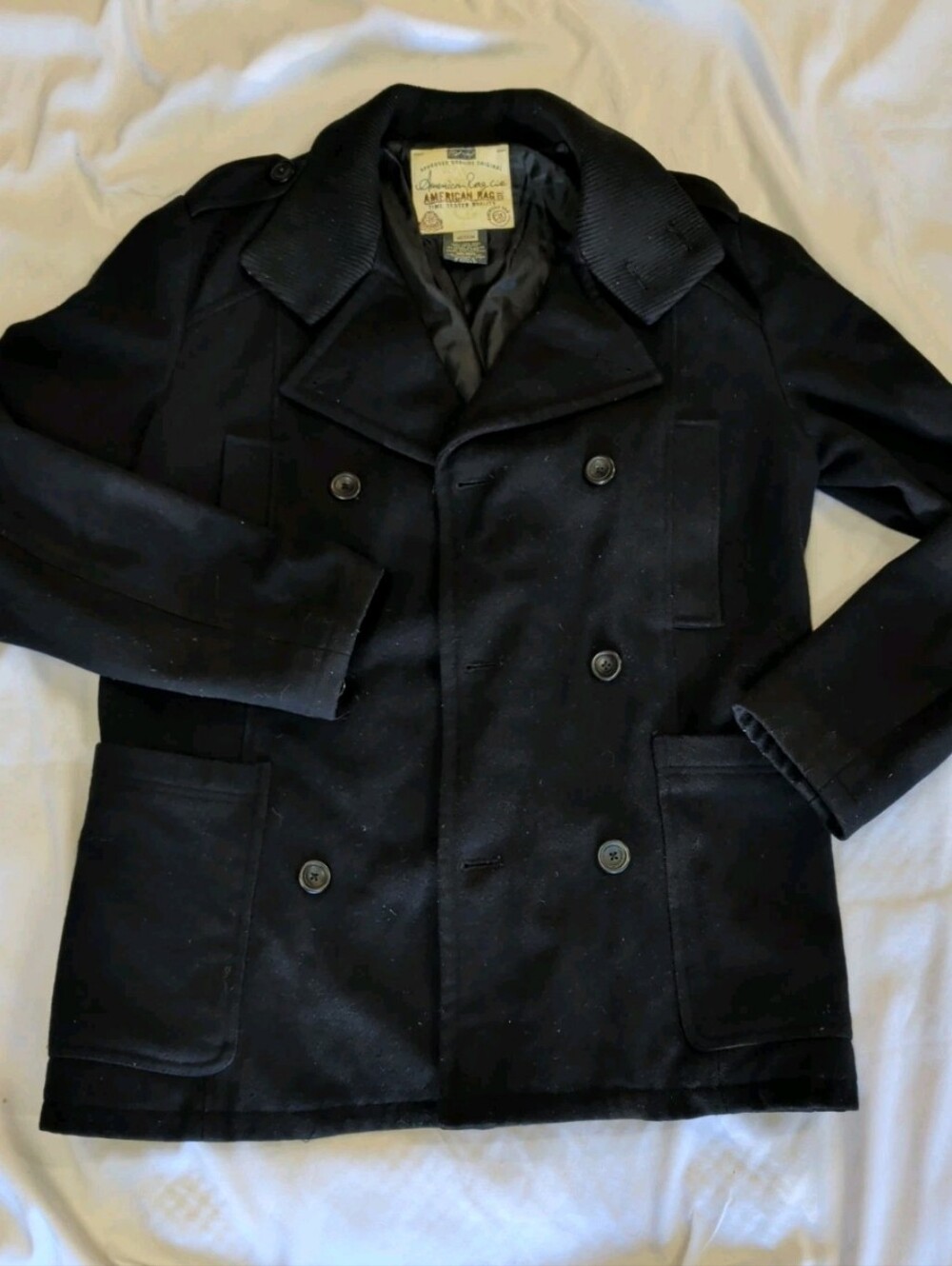 American Rag Black Double-Breasted Pea Coat